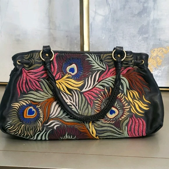 Isabella Fiore Bags Rare Isabella Fiore Peacock Black Leather